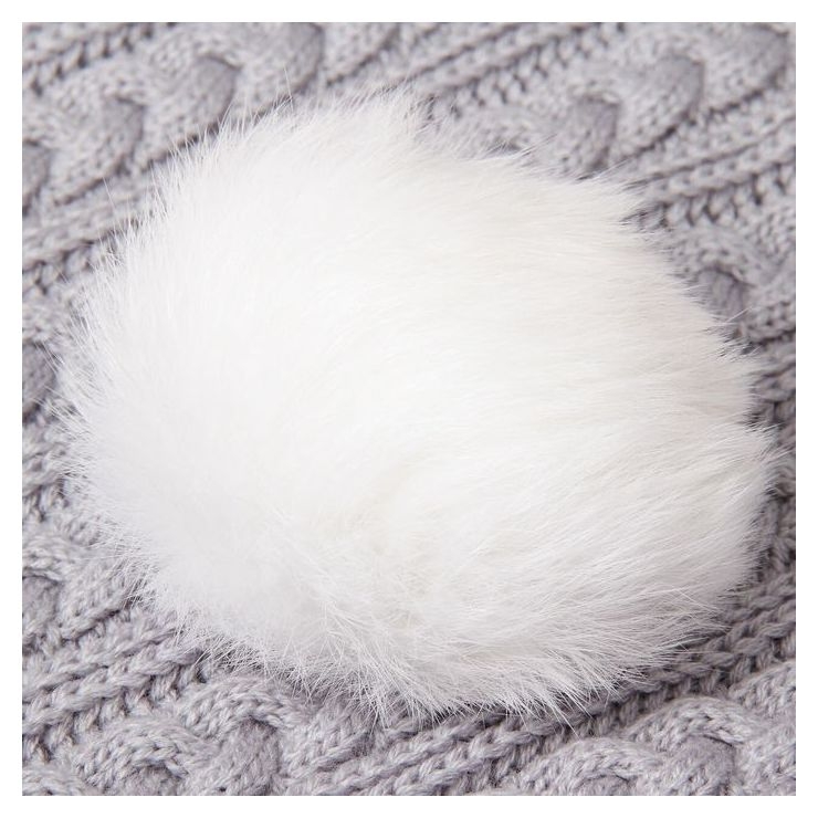 Помпон из натурального меха зайца, размер 1 шт: 10 см, цвет белый