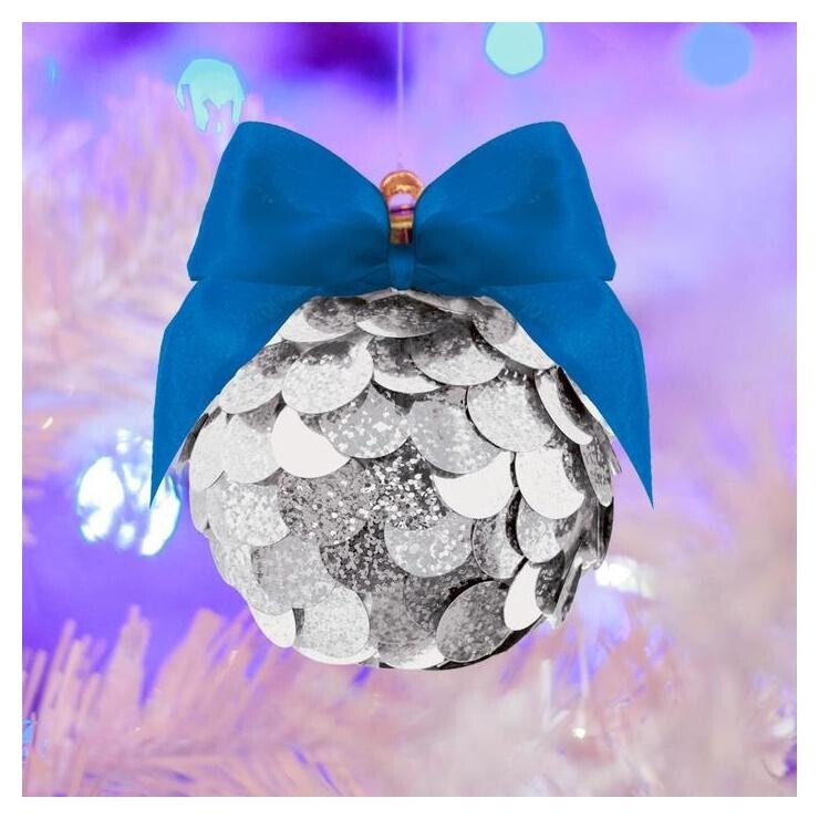 Набор для творчества. создание новогоднего шара с пайетками, серебряный  Школа талантов