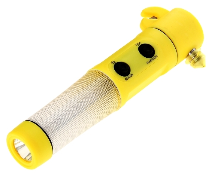 Аварийный молоток, фонарик, нож для ремня безопасности, на магните, желтый