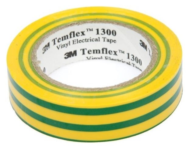Изолента 3М Temflex 1300, пвх, 15 мм X 10 м, 130 мкм, желтая/зеленая
