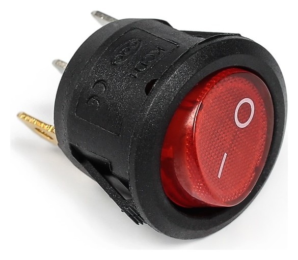 Выключатель клавишный с подсветкой, диаметр 23 мм, красный