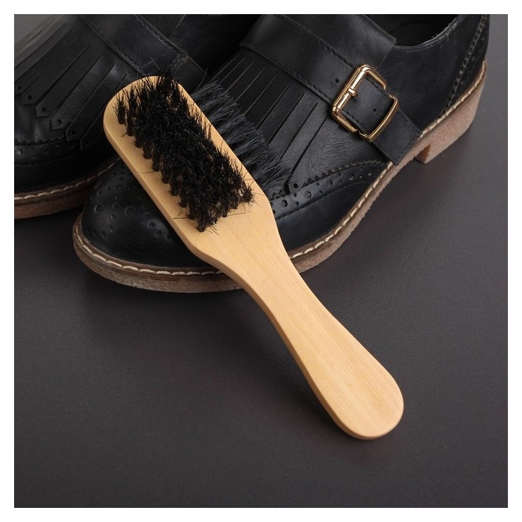 Щётка для одежды и обуви трёхсторонняя, деревянная с ручкой, 17×5,5×4,5 см