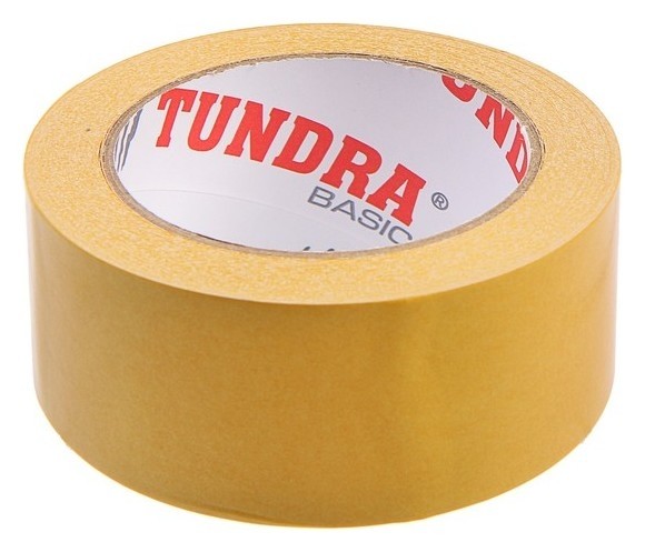 

Лента двусторонняя Tundra, , полипропиленовая, клейкая, белая основа