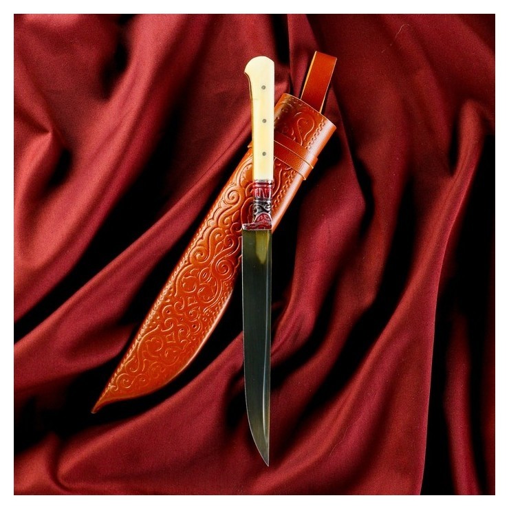 Нож корд куруш - средний узкий, кость, ёрма, гарда гравировка (15-18 см)