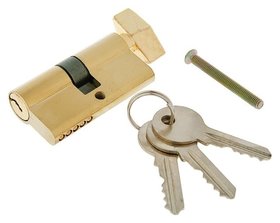 Цилиндровый механизм, 60 мм, с вертушкой, английский ключ, 3 ключа, золото 