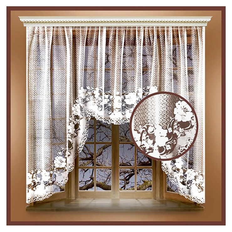 Штора тюль 285х160 см, белый, 100% п/э, шторная лента Лента