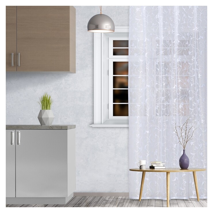 Штора кухонная арт.м436а 145х250 см, цвет белый, пэ 100%  Лента