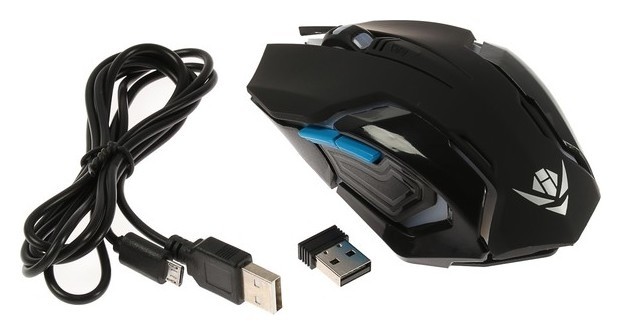 Мышь Nakatomi Mrog-20ur Gaming, игровая, беспроводная, аккумуляторная, Usb, чёрная