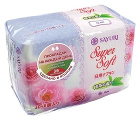 Ежедневные гигиенические прокладки с аром. зеленого чая Super Soft, 15 см, 36 шт Sayuri