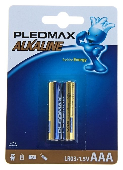 

Батарейка алкалиновая Pleomax, Aaa, Lr03-2bl, 1.5в, блистер, 2 шт.
