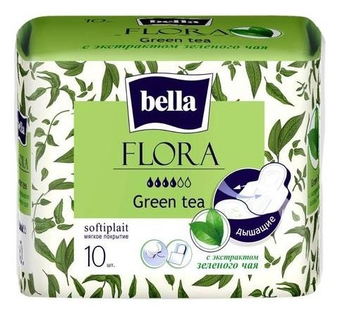 

Прокладки женские гигиенические Bella Flora Green Tea с экстрактом зеленого чая 10 шт.
