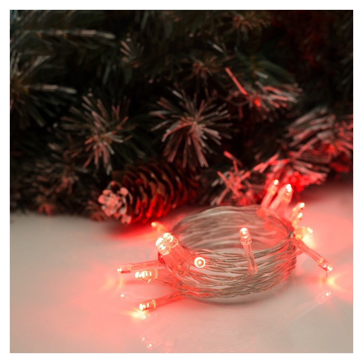 

Гирлянда "Нить" 2 м, Ip20, прозрачная нить, 20 Led, свечение красное, 2 режима, 3 х AA