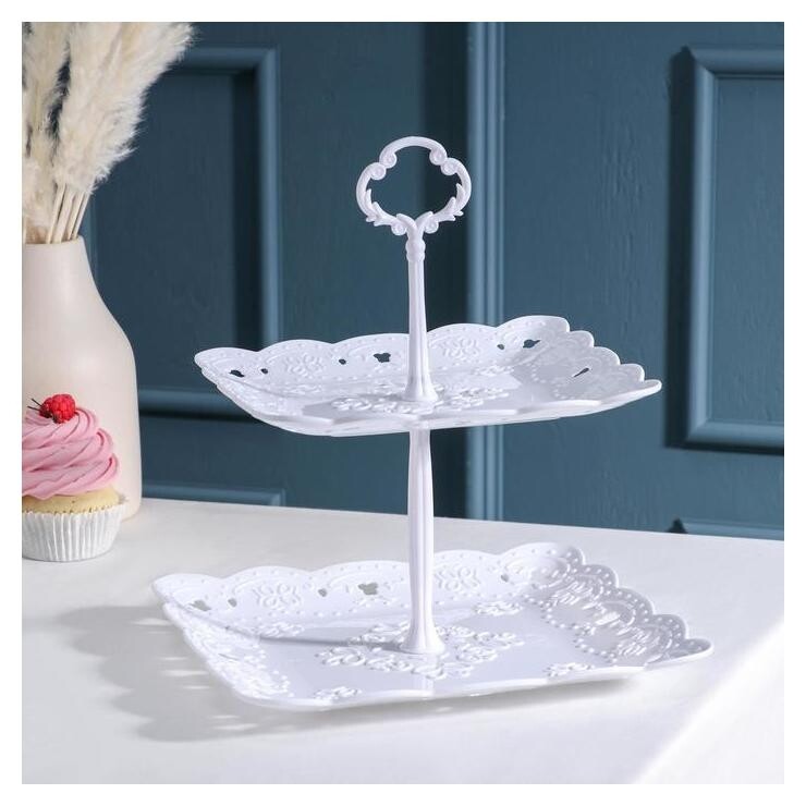 Блюдо 2 яруса "Вивьен", 20/24 см, квадратное  