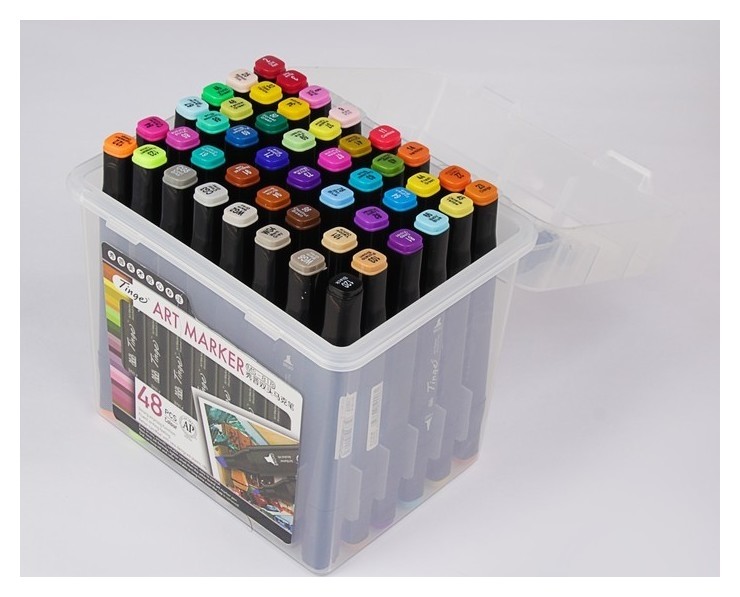 Набор маркеров профессиональных двусторонних Superior Tinge, чёрный корпус, 48 штук, 48 цветов, Ms-818