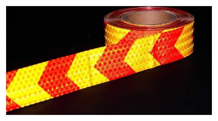 Светоотражающая лента, самоклеящаяся, желто-красная, 5 см х 25 м