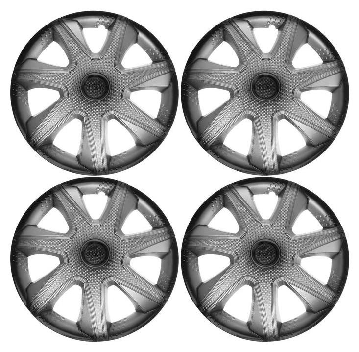 

Колпаки колесные  "Джой",серебристо-черный, карбон, набор 4 шт, Серебристый