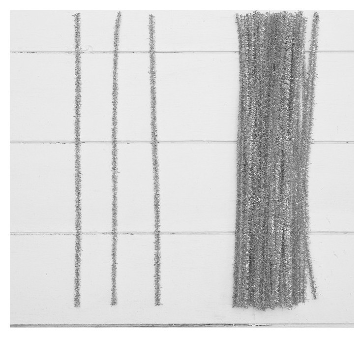 Проволока с ворсом для поделок «Блеск», набор 50 шт, размер 1 шт: 30×0,6 см, цвет серебро