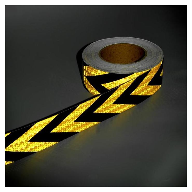 Светоотражающая лента самоклеящаяся желто-черная 5 см х 25 м