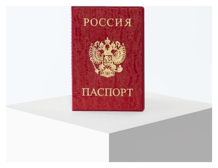 

Обложка для паспорта 9,5*0,5*13,5см, герб, велюр красный