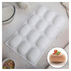 Форма для муссовых десертов и выпечки «Савоярди», 29,7×17,2 см, 12 ячеек (4×6,5 см), цвет белый Доляна