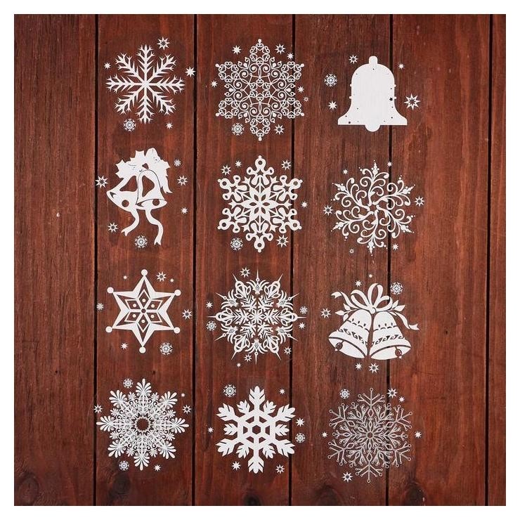 

Набор наклеек "Новогодний" снежинки и колокольчики, 29,2 х 38,1 см