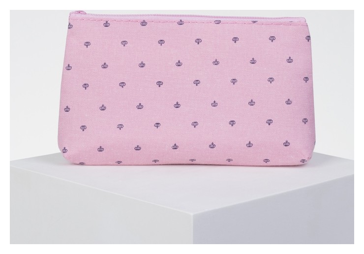 

Косметичка простая текстильная, отдел на молнии Корона Цвет розовый