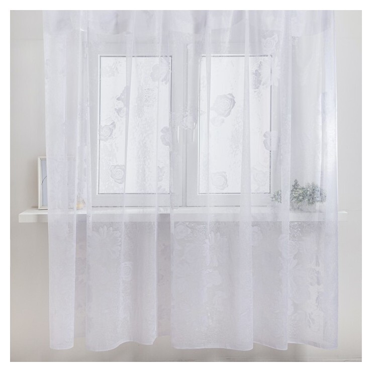 Тюль со шторной лентой 260х300 см, белый 3, пэ 100%  Лента