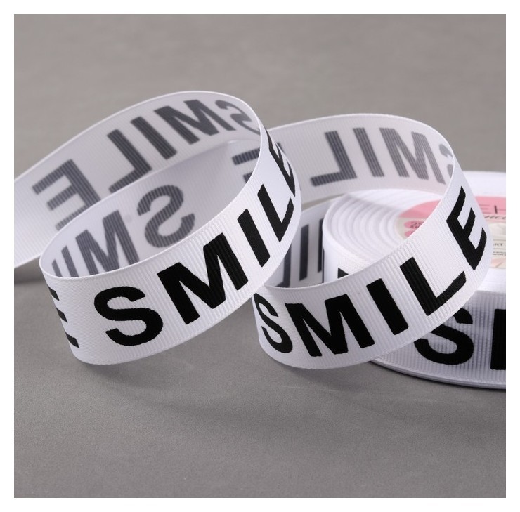 

Лента репсовая «Smile», 25 мм, 23 ± 1 м, цвет чёрный/белый