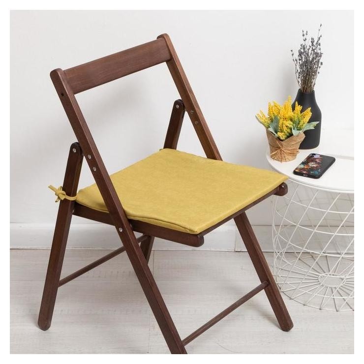 Сидушка на стул двусторонняя, цвет оливка/однотонная 40х40х1,5см