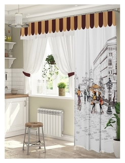 Комплект штор для окон с балконной дверью «Любимый город» штора (147х267 см) тюль (294х160 см) ламбрекен (290х40 см) ТамиТекс