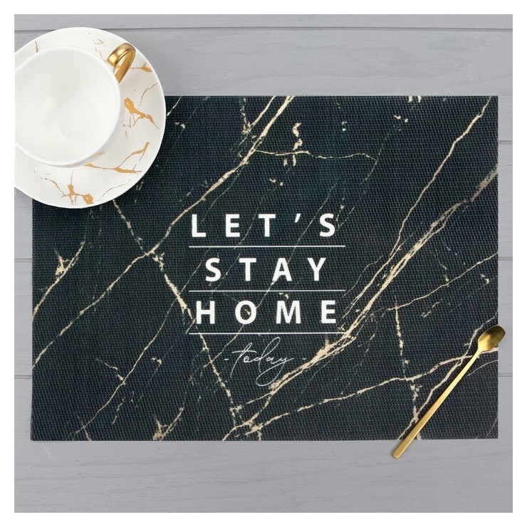 

Салфетка на стол "Stay Home", пвх, 40х29 см, Чёрный