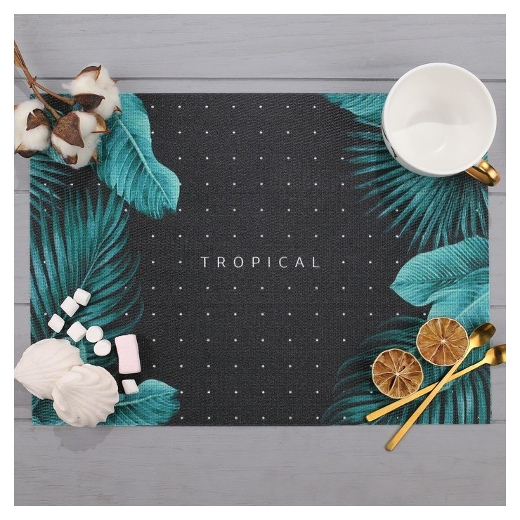 

Салфетка на стол "Tropical", пвх, 40х29 см, Черный