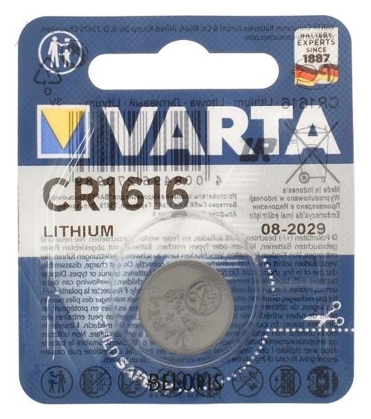 Батарейка литиевая Varta, Cr1616-1bl, 3В, блистер, 1 шт. Varta