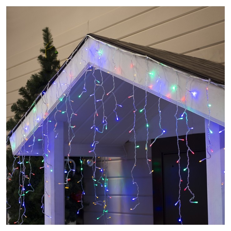 

Гирлянда "Бахрома" 3 х 0.9 м, Ip44, умс, прозрачная нить, 232 Led, свечение мульти, 220 В