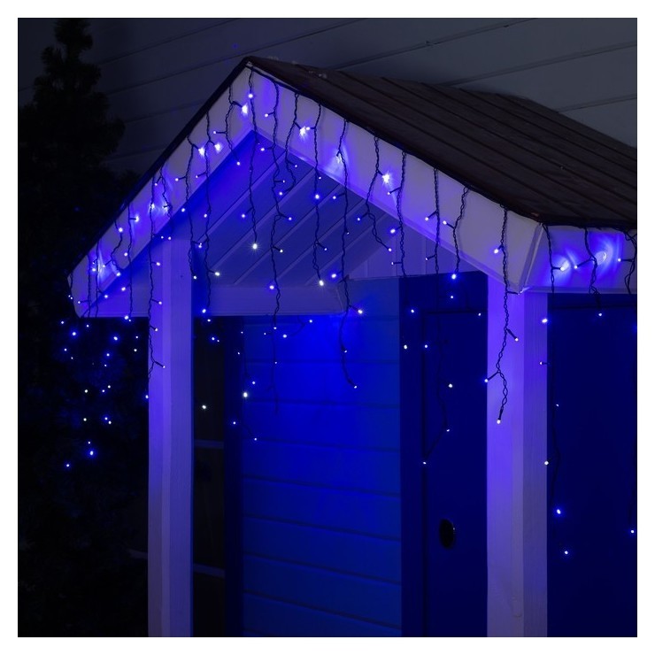 

Гирлянда "Бахрома" 3 х 0.6 м, Ip44, умс, тёмная нить, 160 Led, свечение синее, мерцание белым, 220 В