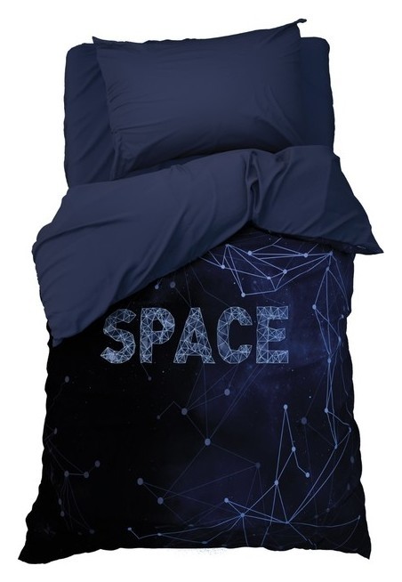 

Постельное бельё 1,5 сп. этель «Space» 145×210 см, 150×210 см, 50×70 см-1 шт, поплин, 100 % хлопок, Синий
