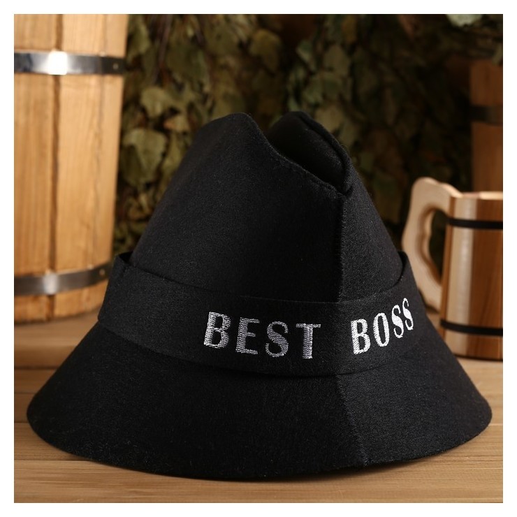 

Шапка банная "Best Boss", экофетр, Чёрный