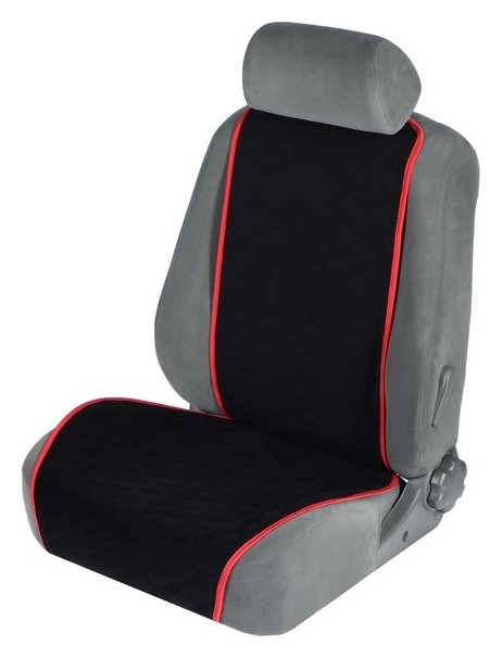 Накидка на переднее сиденье, велюр, размер 55 х 130 см, черный, с красным кантом