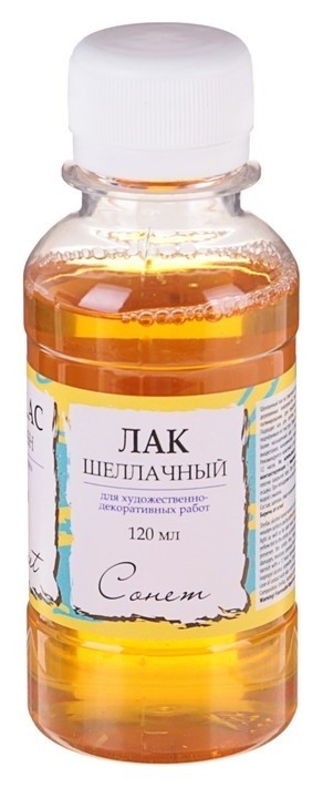 

Лак шеллачный (Спиртовой), 120 мл, «Сонет», для состаривания, Прозрачный