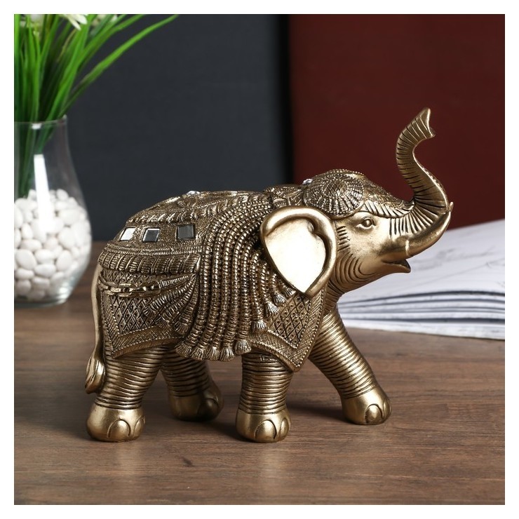 

Сувенир полистоун "Бронзовый слон в попоне с кисточками и зеркалами" 21х11х24 см