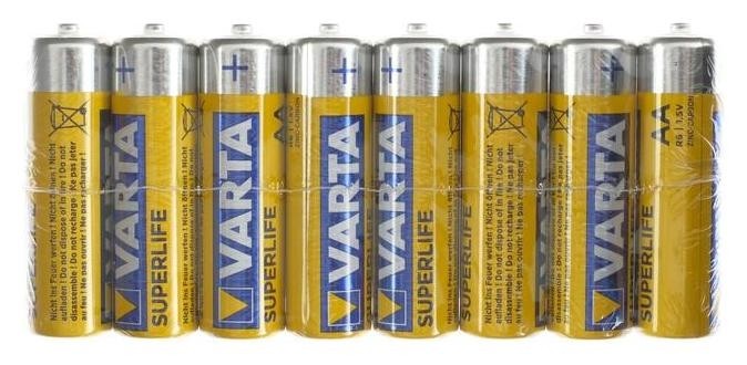 

Батарейка солевая Varta Superlife, AA, R6-8s, 1.5в, спайка, 8 шт.