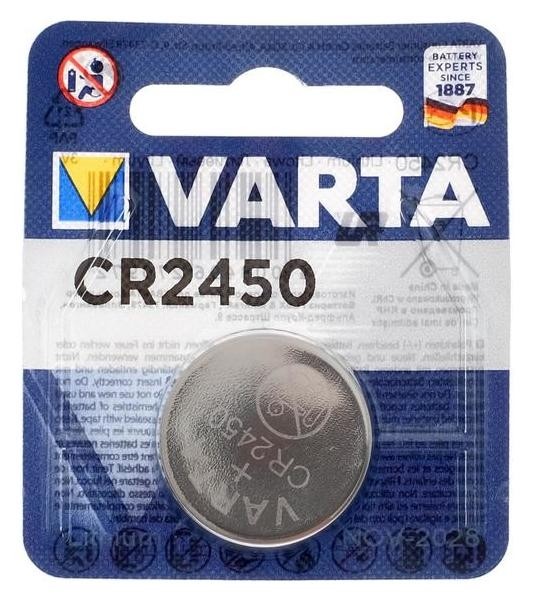 

Батарейка литиевая Varta, Cr2450-1bl, 3В, блистер, 1 шт.