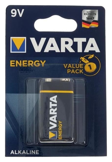 

Батарейка алкалиновая Varta Energy, 6lr61-1bl, 9В, крона, блистер, 1 шт.