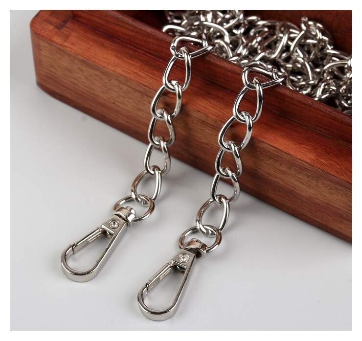 Цепочка для сумки, с карабинами, 9 × 14 мм, 120 см, цвет серебряный  Арт узор