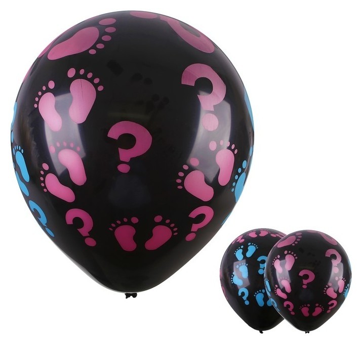 

Шар латексный 18""детские пяточки", набор 2 шт, Чёрный