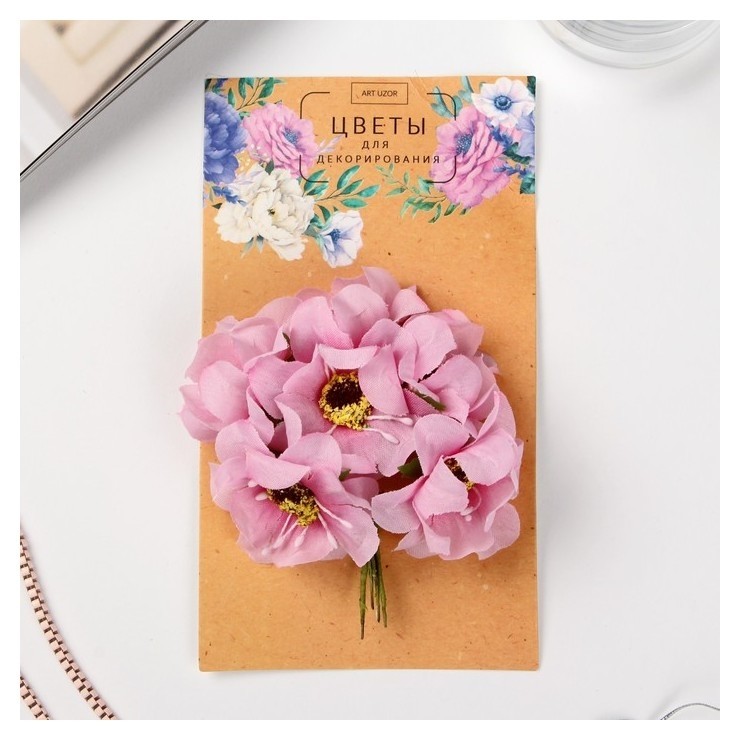 

Цветы для декорирования "Цветение сакуры" 1 букет=6 цветов 16х9 см, Розовый