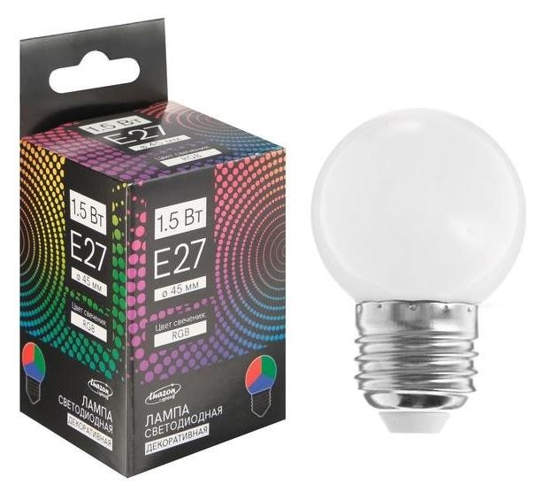 Лампа светодиодная Luazon Lighting, G45, е27, 1,5 Вт, для белт-лайта, Rgb, синхронная работа 50821