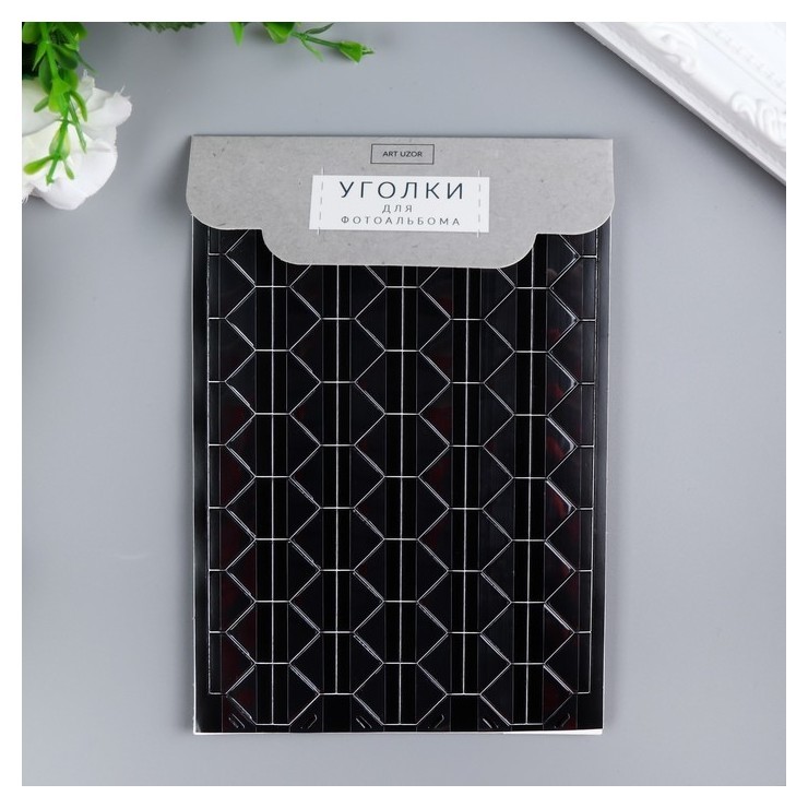 

Набор уголков с кармашком для фотографий 102 уголка "Чёрные с прозр. плёнкой" 10,3х15,1 см, Чёрный