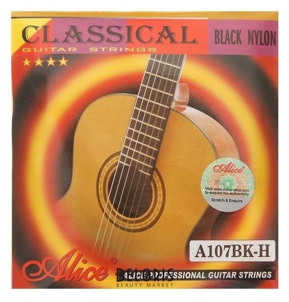 Струны для классической гитары Alice A107bk, черный нейлон Alice