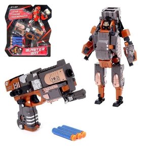 Бластер-трансформер «Титан», стреляет мягкими пулями, цвет коричневый Woow toys